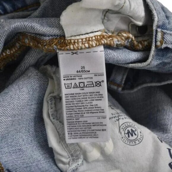 Gap  Jean Shorts Distressed Cutoffs High Rise Light Wash Size 25 - Picture 7 of 10